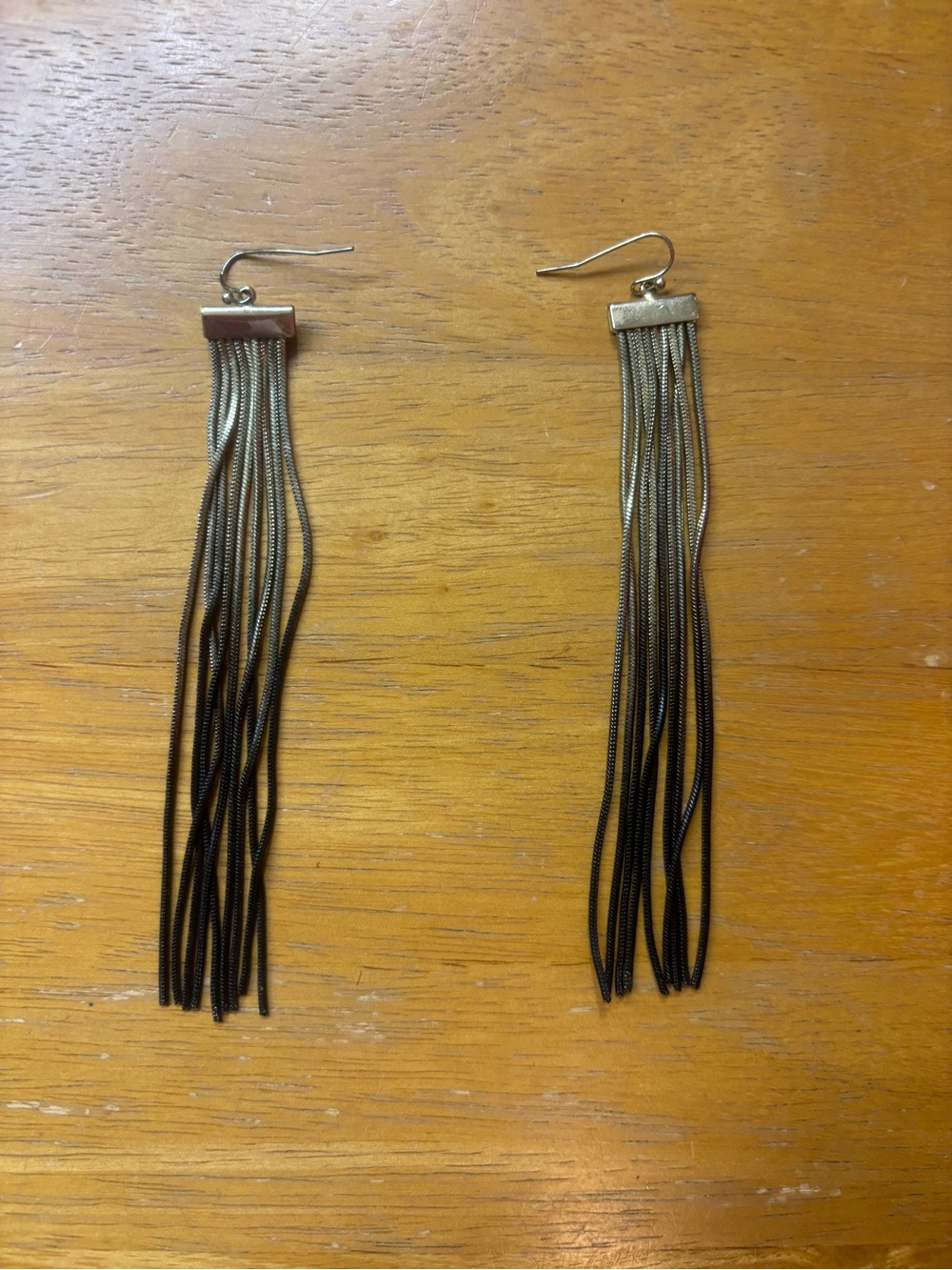 Costume Jewelry Gold and Black Fringe Drop Earrings